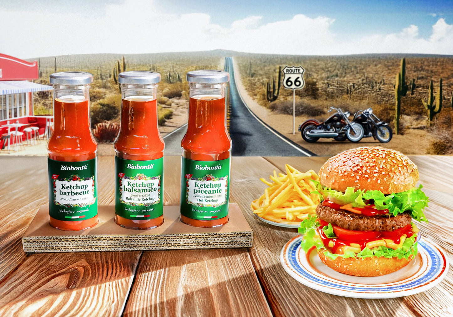 Route 66 - Ketchup bio classico, piccante, barbecue