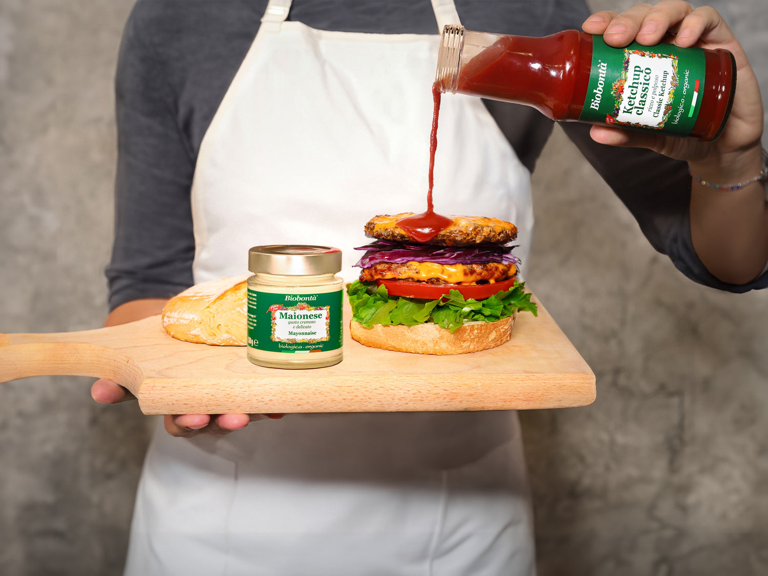 Ketchup bio hamburger